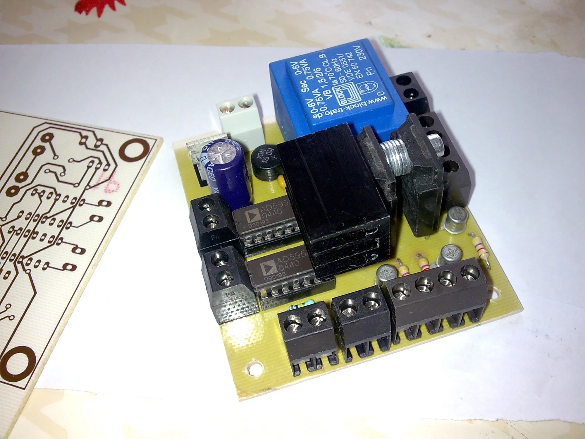 Carte électronique de mesure de température du four, avec transformateur et borniers